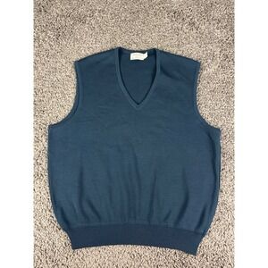 St. Croix Knits Mens Navy Blue 100% Merino Wool V-Neck Sweater Vest Size M USA